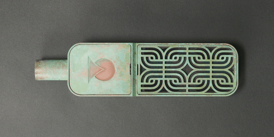 Ohma World Brass Patina Microphone Front